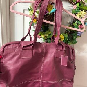 latico Plum Leather Tote Bag with Dual Handles